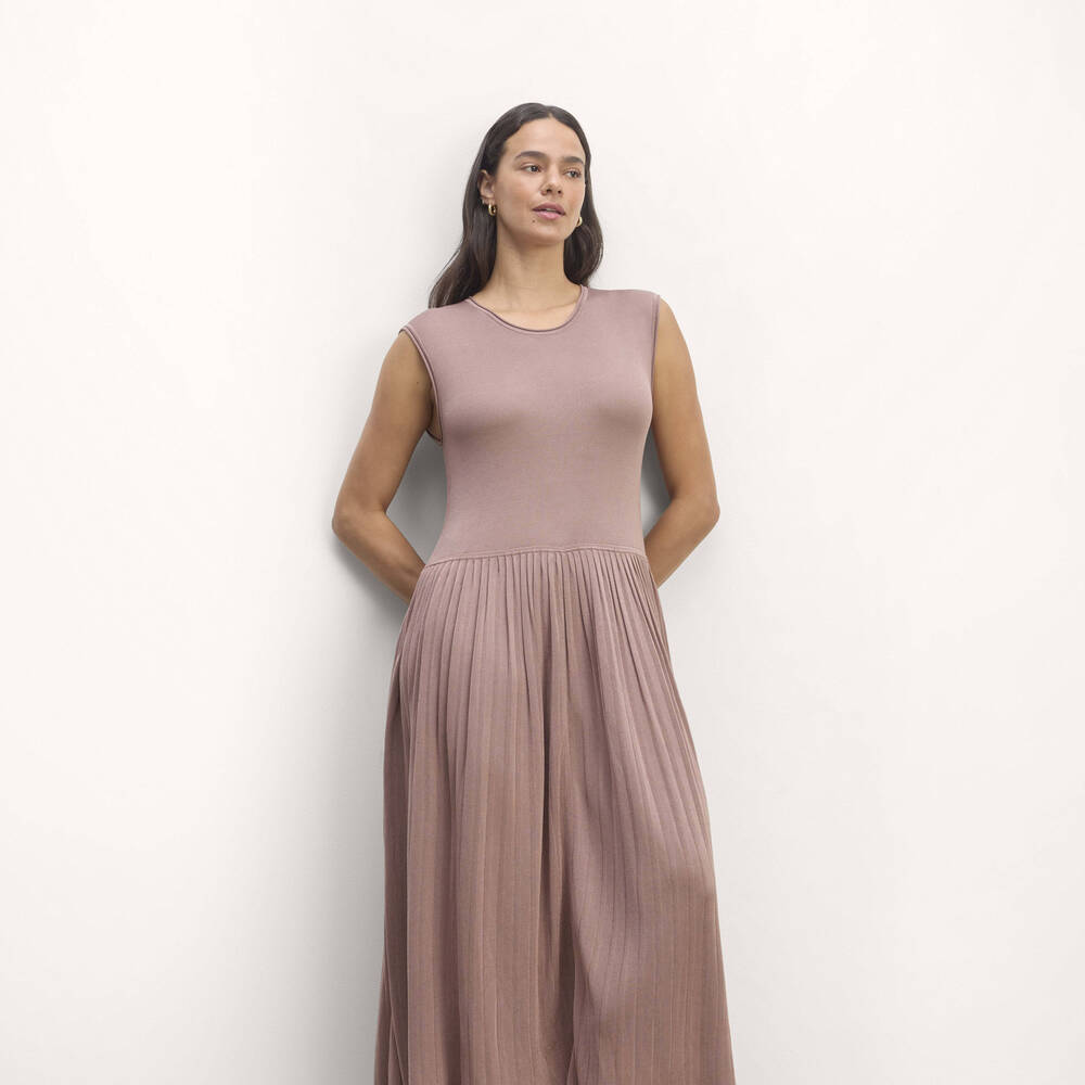 Everlane Women's Knit Pleated Dress in Dusty Rose, Size Medium